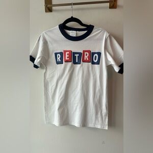 Astro Bettie  , Retro Graphic Ringer Tee White/Navy 17” P2P, Size XS | 103 🆕